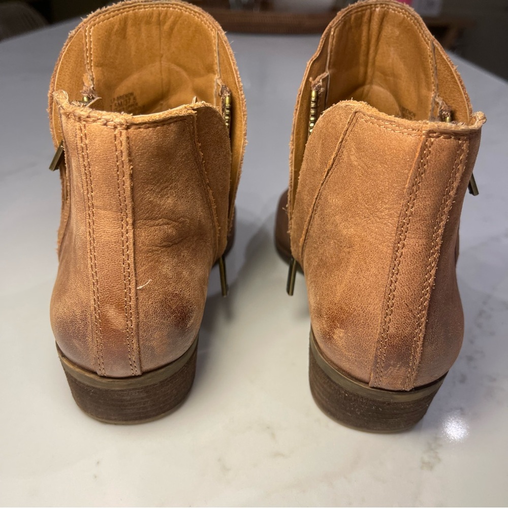 Lucky Brand Chic Brown Leather Ankle Booties w/ zipper detail - Picture 7 of 13